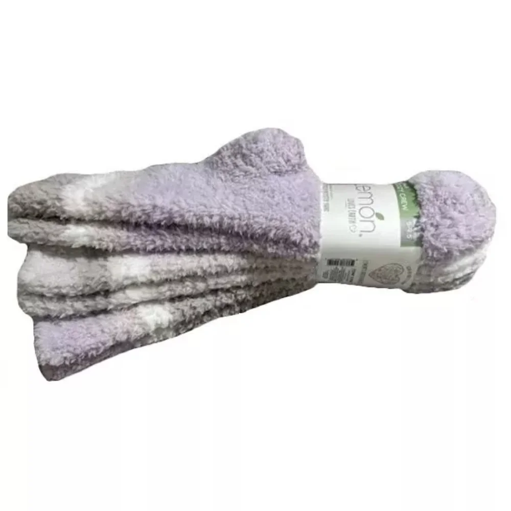 LEMON Women's Cozy Soft Casual Crew Fuzzy Socks Recycled Polyester Yarns…